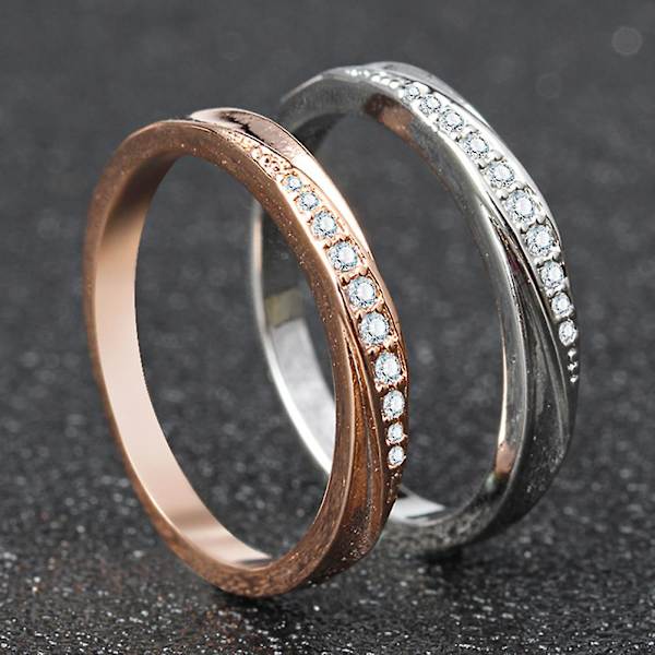 Rund Cubic Zirconia Inlagd Kvinnor Bröllop Förlovning Finger Ring Smycken Present Silver US 7