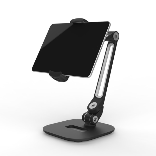 Tablettställ i aluminium med långa armar, hopfällbart bordsställ för iPad, justerbart bordsställ, 360° vridbara fästen för iP