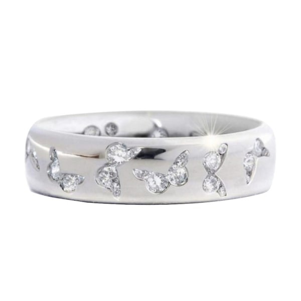 Mode Kvinder Sommerfugl Cubic Zirconia Indlagt Finger Ring Bryllupsfest smykker White US 9