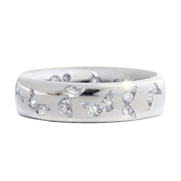 Mode Kvinnor Fjäril Cubic Zirconia Inläggningar Finger Ring Bröllopsfest smycken White US 9