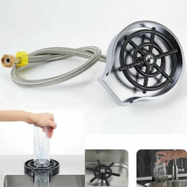 Koppvasker Kran Glassskylletråd Høytrykksglass Autoskyllekopp Koppskyllevasker For Kjøkkenbar Vasker Vaskekopp + Sh