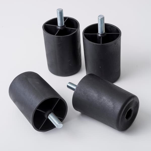 med 4 Plastikfødder til Sofa og Møbler - Højde 80 mm - Sorte Platinum Fødder - Sort Farve - Højde 8 cm