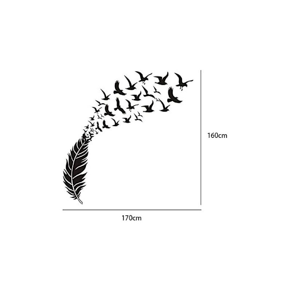 58*100CM sort kreativ udskåret fjerfugl stue soveværelse wallstickers personlige dekorative wallstickers,