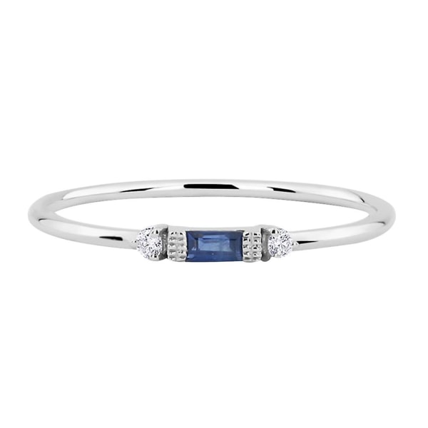 Kvinner Cubic Zirconia Innlagt Band Finger Ring Bryllup Engasjement Smykker Gift Blue US 9