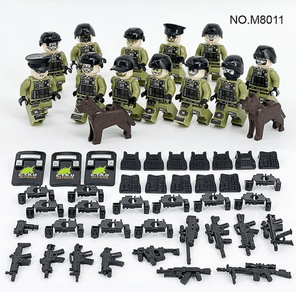 Sotilasrakennuslelu 12 minihahmolla