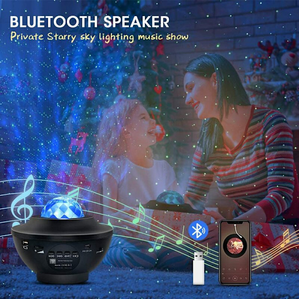 Kodinsisustusvalo Star Projection Music Mood Light (Black Shell),