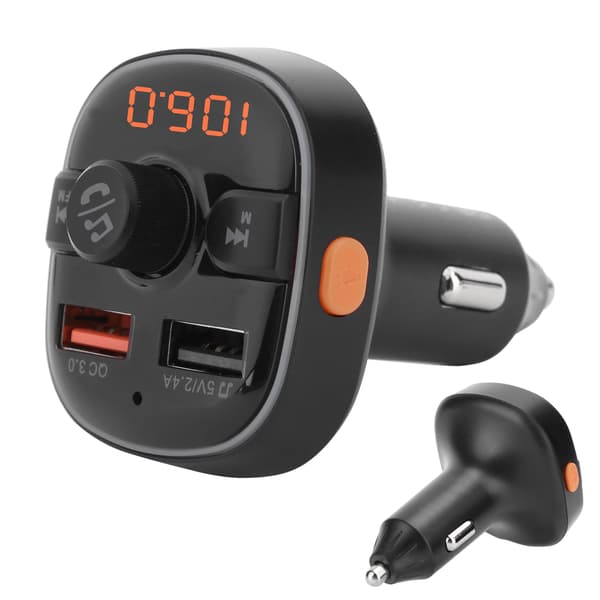Bluetooth 5.0 FM Transmitter Håndfri MP3-afspiller RGB Farverigt Lys Dobbelt USB-oplader