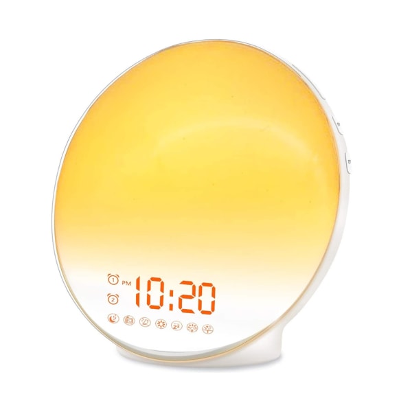 Dawn Light Alarm Clock for Kids, Heavy Sleepers, Dawn Simulation Soverom, Sleep Aid, Dobbel vekkerklokke, FM-radio, Snooze,