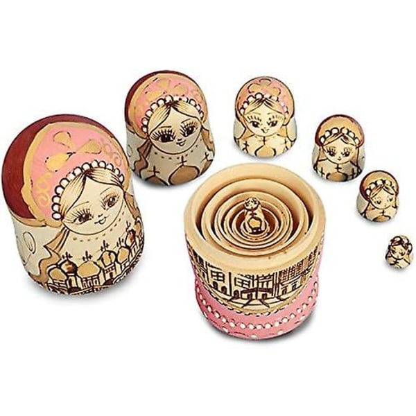 Märke av häckande dockor, 7 stycken, serie ryska matryoshka dockor ryska dockor 7 stycken i målat trä Handgjorda,, presenter, leksaker