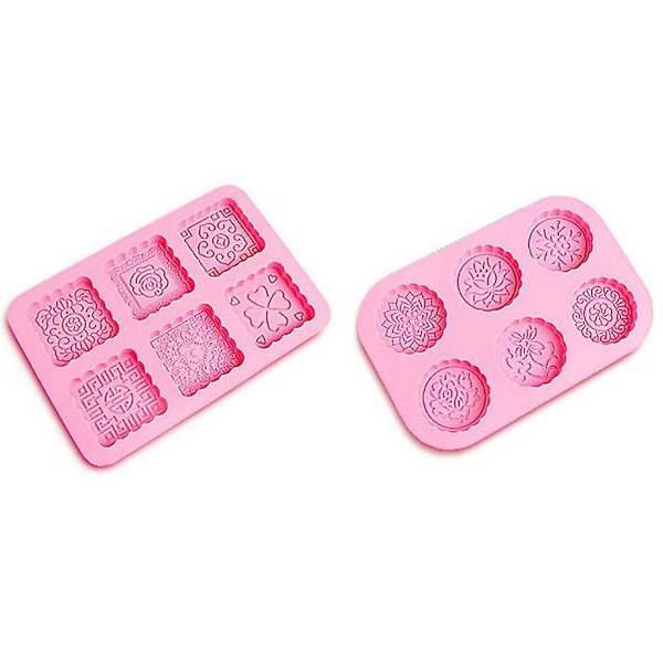 2-pak Mooncake Chokolade Vaffelform Silikoneforme, Muffinforme