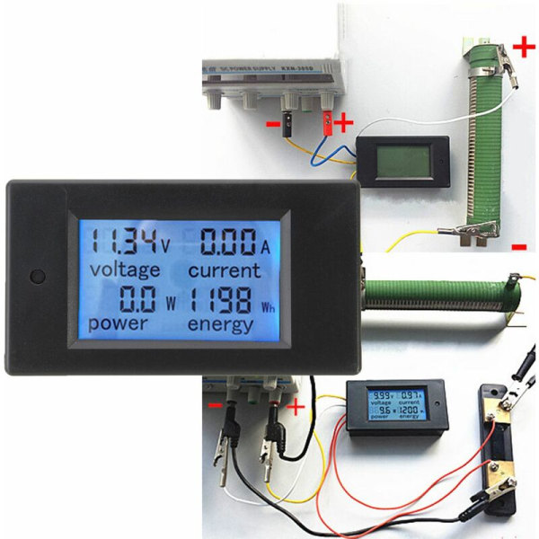 DC 100A Amperemeter Tester Digital LED Power Meter Monitor Strøm Energi Voltmeter,