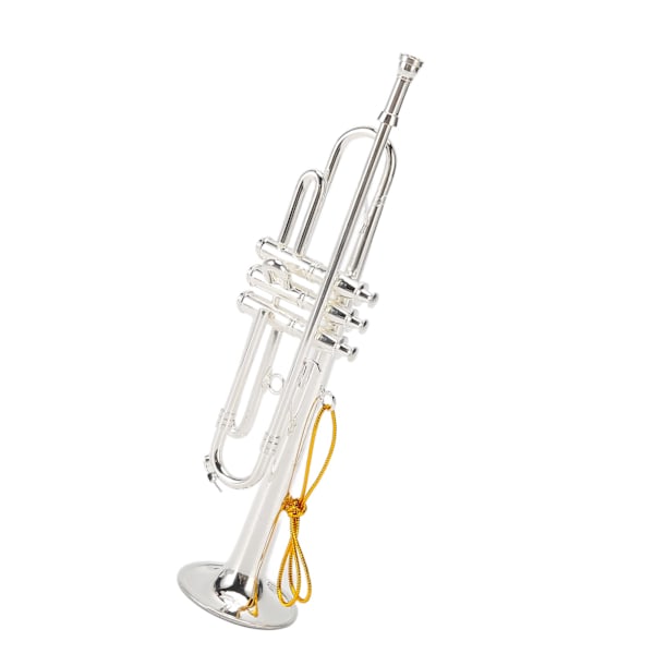 Elegant Mini Sølv Kobber Trompet Dekoration - 14cm (5.5in) Realistisk Design