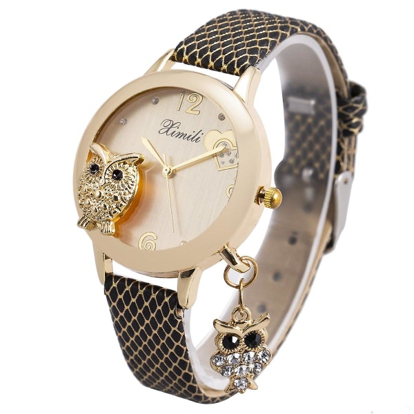 Watch, Watch med mesh i rostfritt stål, Crystal Quartz Owl hänge Watch