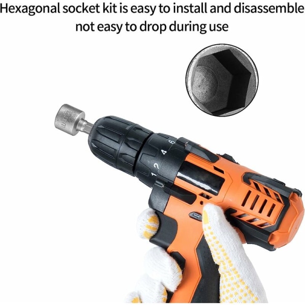 14 delar insexnyckeladapter för muttrar, skruvmejselinsats, bitsocket set, sexkantsmutter för magnetiska skruvmejsel sexkantsbitar,