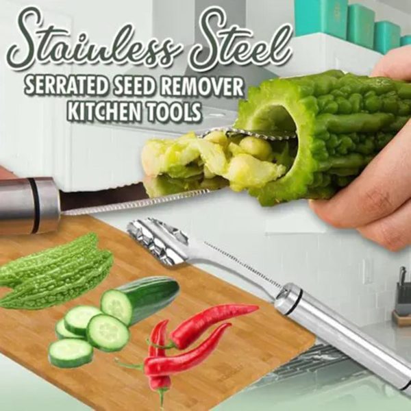 2 X Bekväm Pepper Corer Roterande Cutter Rostfritt stål Hängkrok Slät Edge Core Remover för dagligt liv