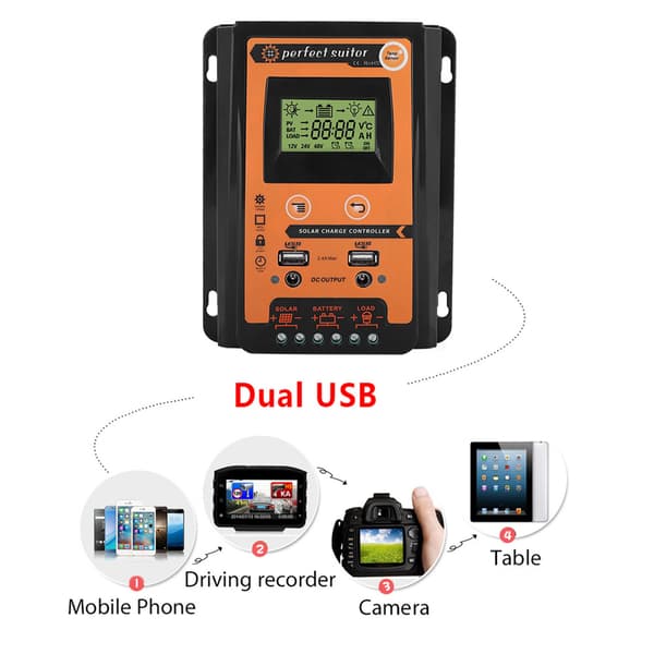 12V 24V 30A PWM MPPT Solar Charge Controller Kort Version Dobbelt USB LCD Display Batteri Regulator
