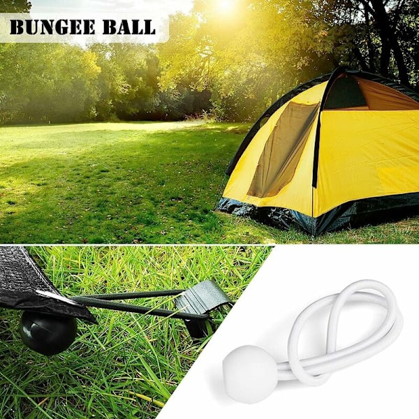 20st 2st Elastiska bollar Vit Ball Bungee Rope Tarp Ball Elastiskt gummiband Gummiband Elastiskt rep,