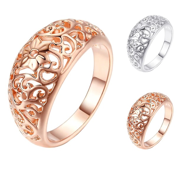 Muoti naisten ontto kukkanauha käsintehty sormus kihlasoru Deor Rose Gold US 8