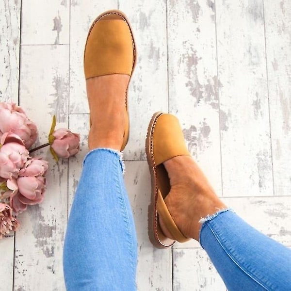 Naisten tasainen kesäloma Peep Toe Sandaalit casual kengät Main Brown 42