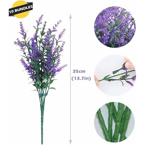 Lilla kunstig lavendel falske blomster 5 gafler Hjemmeplassering Plastblomster interiørdekorasjon
