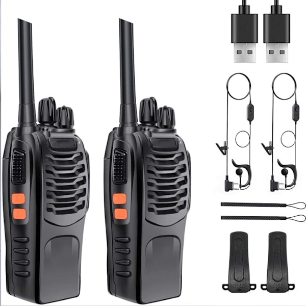 Professionel Long Range Walkie Talkie 16 radiokanaler, LED888s