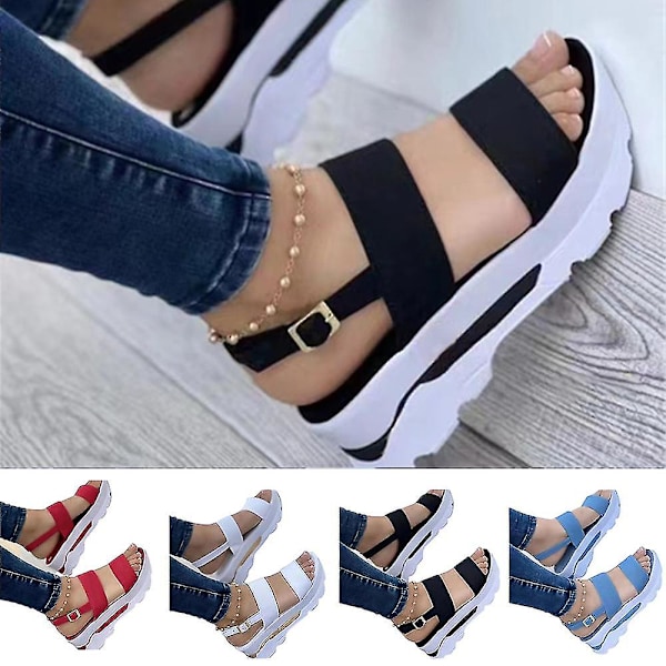 Kvinder Platform Sandaler Strappy Åndbar Ultra-tyk sål 38