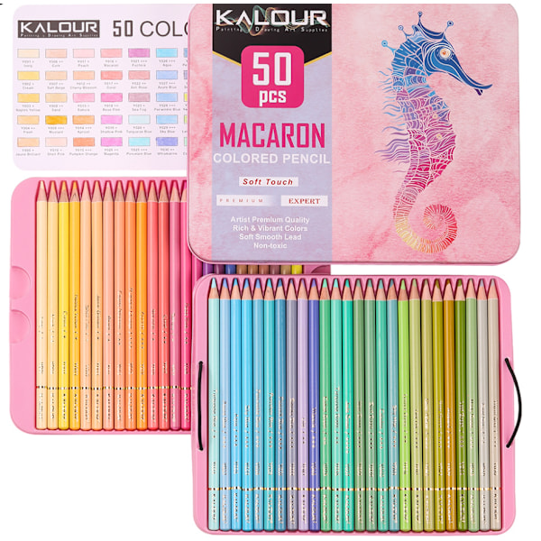 KALOUR 50 fargeblyanter Macaron Art Graffiti Fargeblyantmaling (HB),