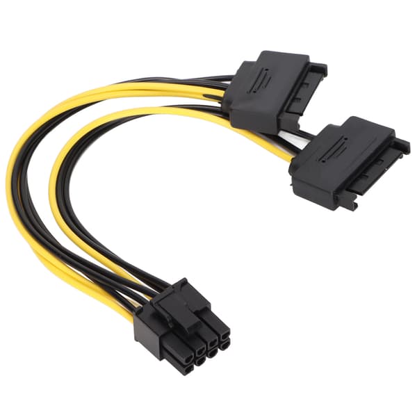 2 stk. Dobbelt 15-bens SATA til PCIE 8-bens han GPU-strømadapterkabel til computer