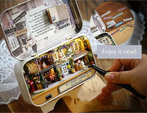 Dukkehus Miniature Gør-det-selv-sæt med møbler Mini Box Teater Kunstgave