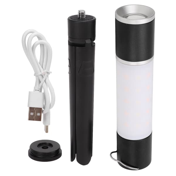 USB Oppladbar Multifunksjonell Campinglykt 6 Lysmoduser Utendørs Nattlys Svart