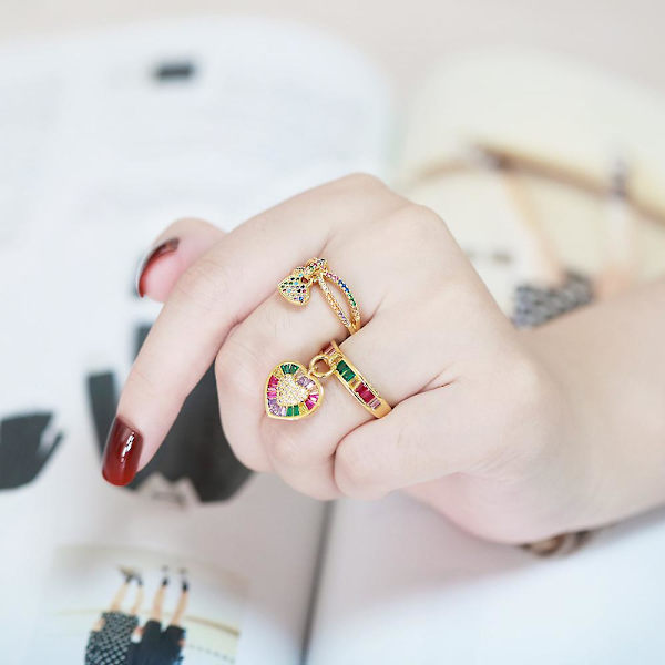 Ring Vintage Zircon Heart Stud Modesmycken Ac8571 B