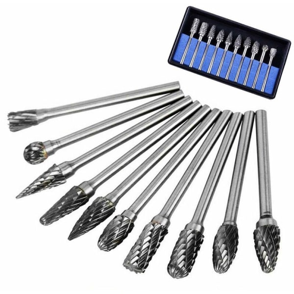 10 PC Tungsten Carbide Rotary File Tungsten Carbide slibehovedsæt Rotary Burr