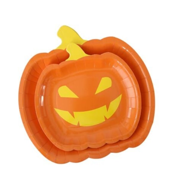 Halloween festbestik Halloween engangspapirtallerken Græskar Smiley middagstallerken 20 stk.