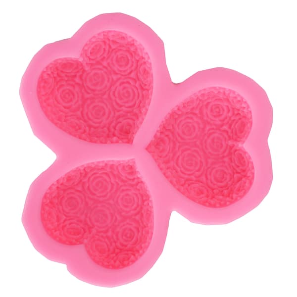 3-hulrums hjerte-rose silikoneform til chokolade, sæbe, fondant, aromaterapi gips DIY