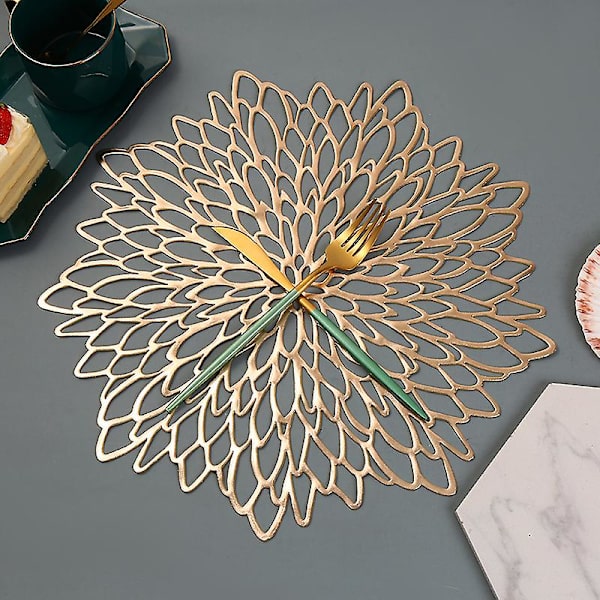 Nye Hot Pvc hule isolering Coaster Puder Bord Skål Mats 4 Pcs Gold