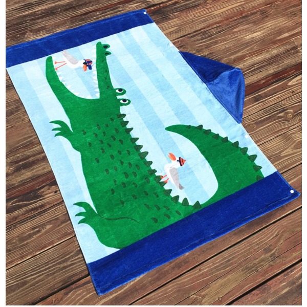 Bærbart badehåndklæde med hætte (Seagull Crocodile DP-11) C