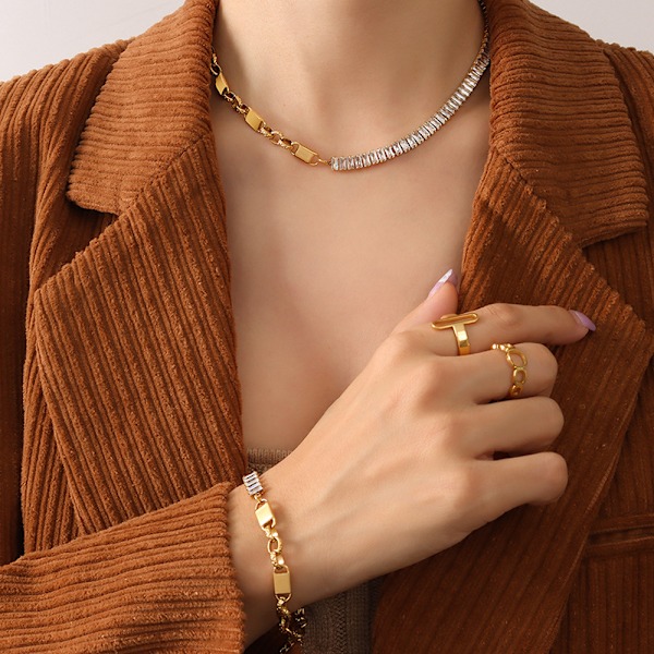 Halsband Vintage Zircon Metallic Element Modesmycken Ac8856 necklace