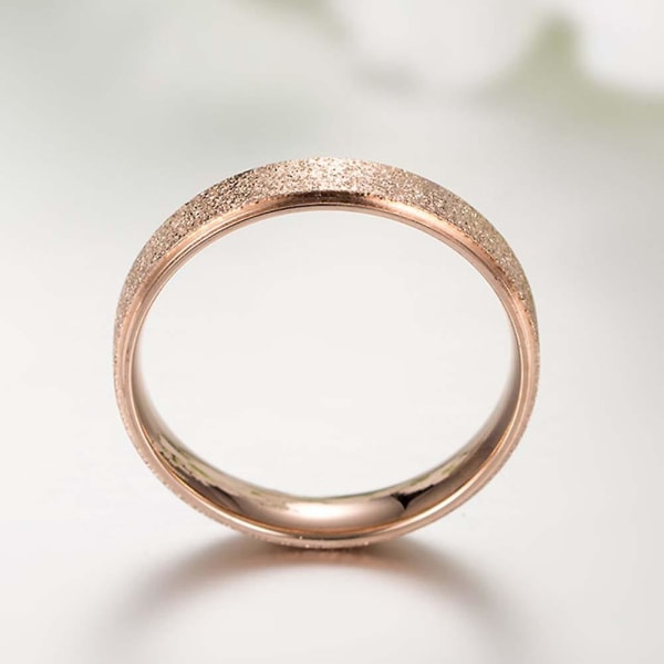 Glitter Matte Slim Band Titanium Stål Finger Ring Brude Bryllupssmykker Gift Rose Gold US 9 4mm