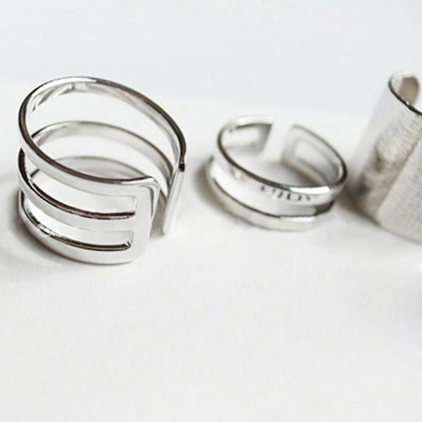 3 st/ set Finger Midi Tip Finger Knuckle Öppna Ringar Smycken Berlocker Julpresent Silver