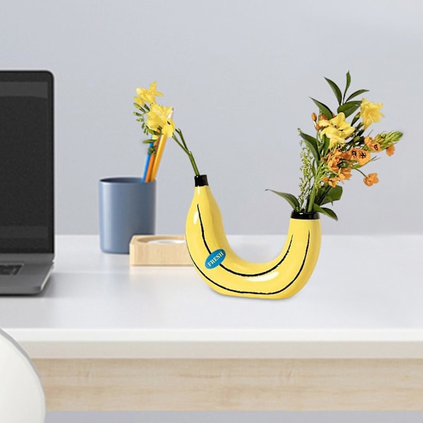 Bananvas Hållbar Ljusgul Färg Syntetharts Modern Blomkruka Konst Hantverk Skrivbordsvas Prydnad Heminredning