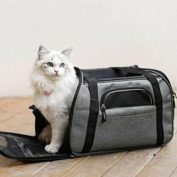 Bæretaske til kat/lille hund/kanin, håndbagagekurv til små dyr, håndtaske/skuldertaske til rejser med tog/bil/fly