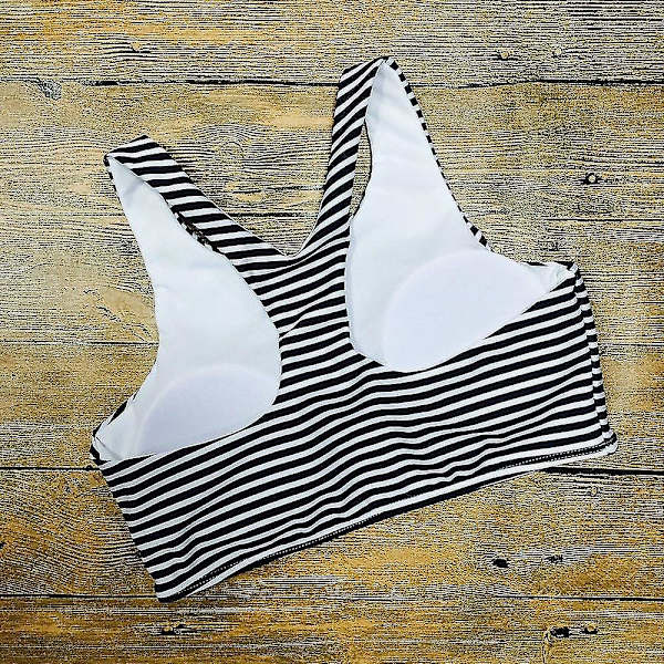 Randig Crop Top för kvinnor med hög midja Bikiniset Set L