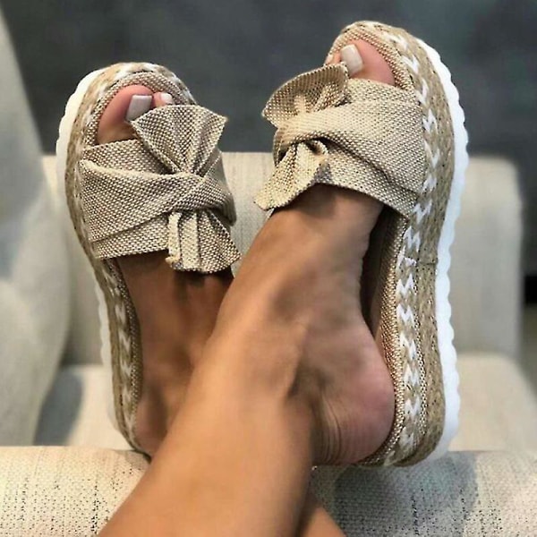Naisten Espadrilles Tossut Summer Beach Pehmeät kengät Beige 39