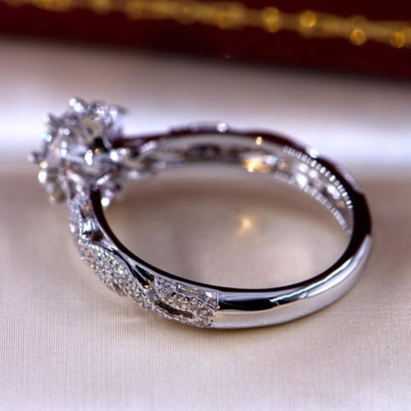 Kvinnor Blomma Rhinestone Inlagd Ring Alla hjärtans present Bröllop Engagemang smycken US 9