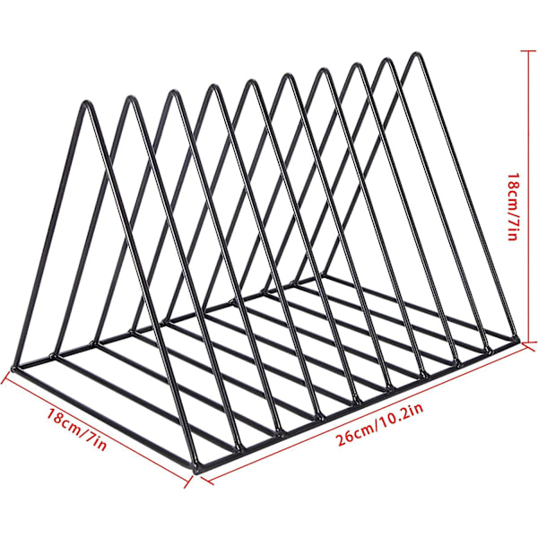 Opbevaringsstativ til vinylplader, metalaviser magasiner Bøgerholder 9 pladser, dekoration til skrivebord, hylde sort