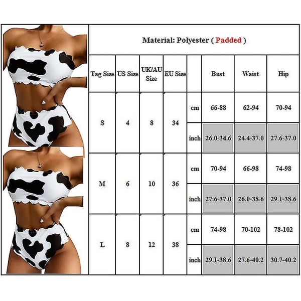 Naisten Boho-pehmustetut Push Up -rintaliivit, bikinisetti , set S