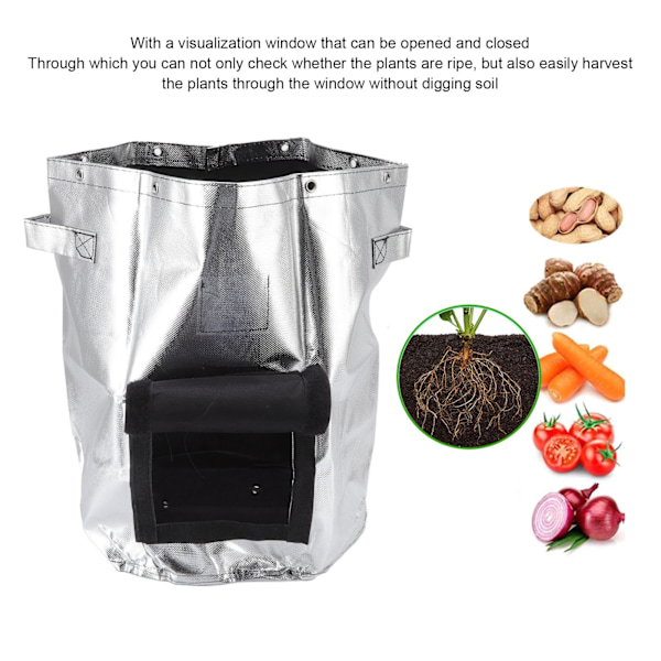 Vattentät Silver Potatisodlingssäck - 26L (7 Gallon) Planteringshink för Grönsaker och Blommor