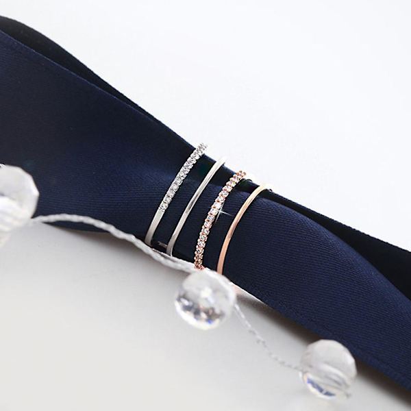 Simple Kvinder Bryllup Rhinestone Indlagt Dobbelt Layer Åben Ring Finger smykker Rose Gold