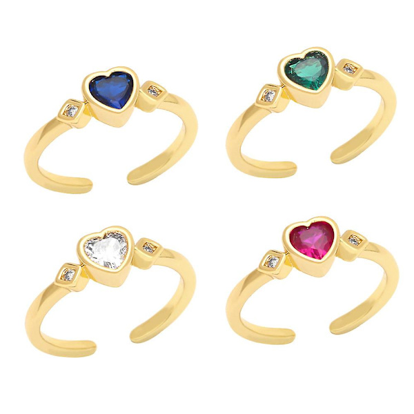 Ring Vintage Zircon Heart Stud Modesmycken Ac9639