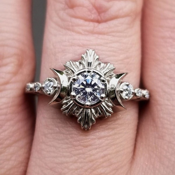 3 stk Kvinder Ringe Måne Sol stabelbare smykker Boheme Langtidsholdbare Fingerringe Til Dating Silver US 8